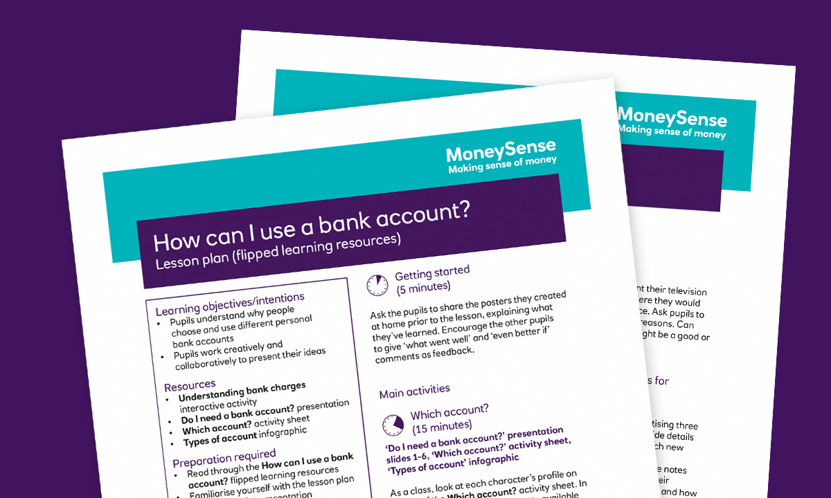 Lesson plan for How can I use a bank account?