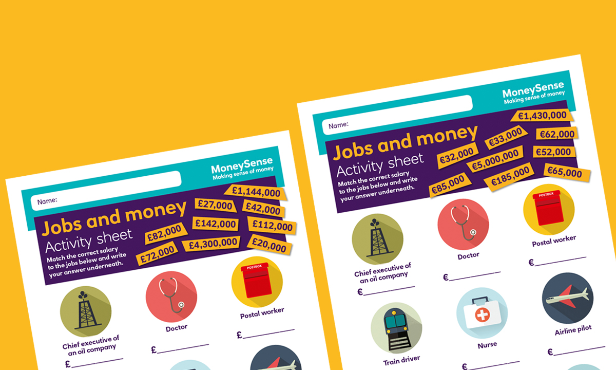 Activity sheet for What are the links between jobs and money?