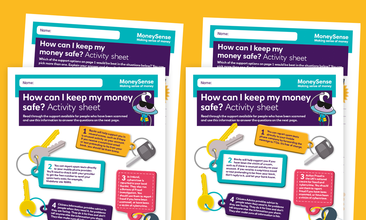 Activity sheet for How can I keep my money safe?
