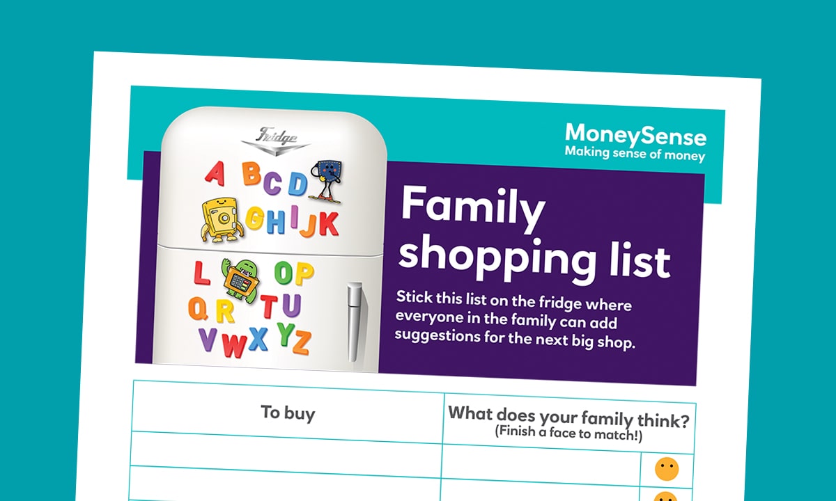 Family shopping list poster