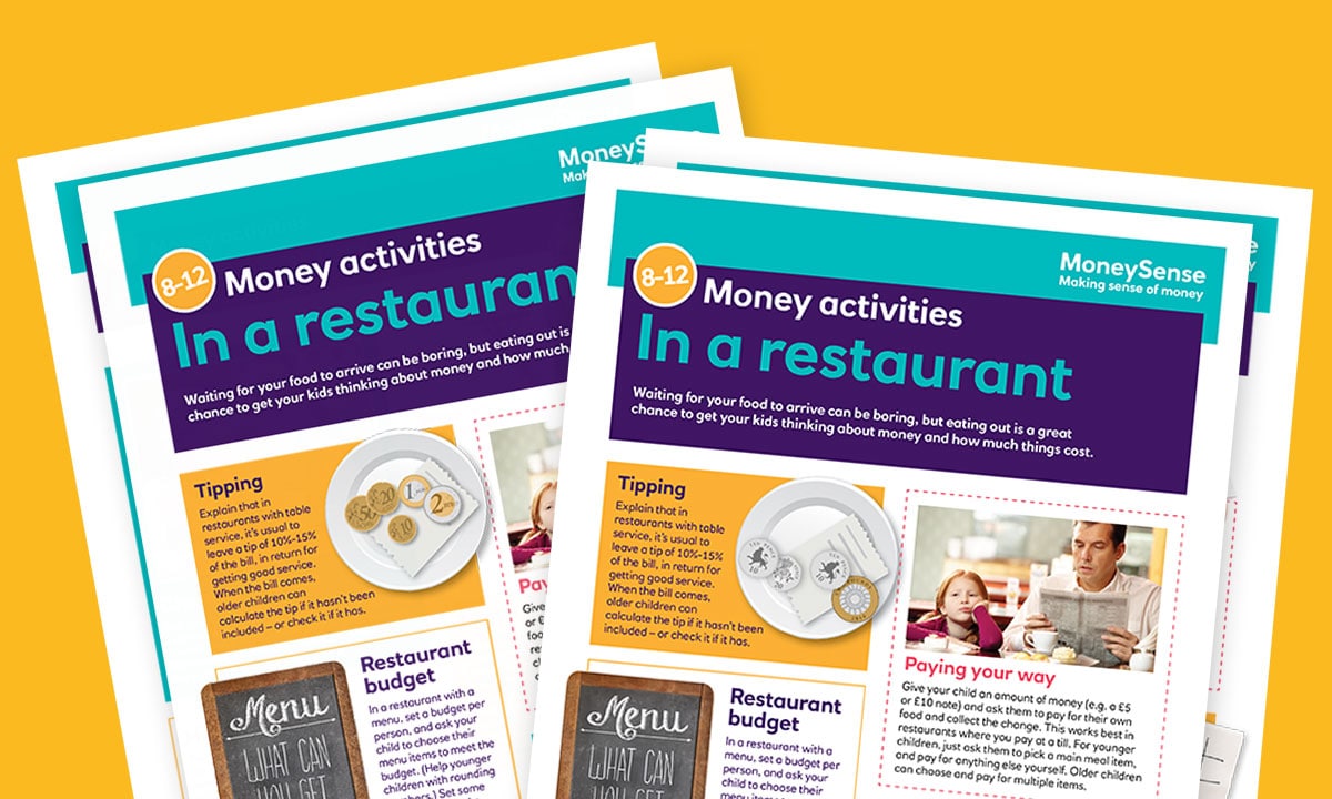 Money activities: In a restaurant