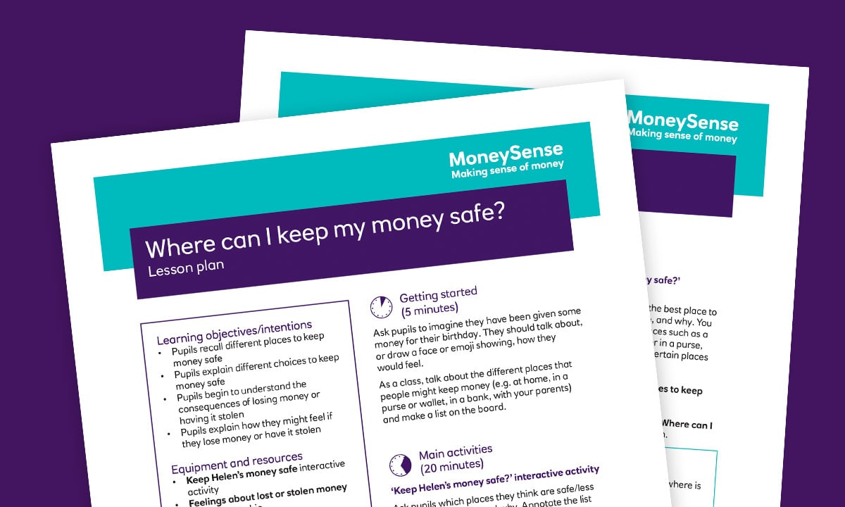 Lesson plan for Where can I keep my money safe?