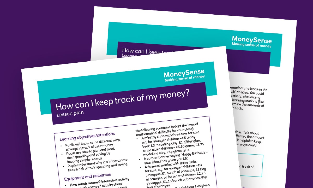 Lesson plan for How can I keep track of my money?