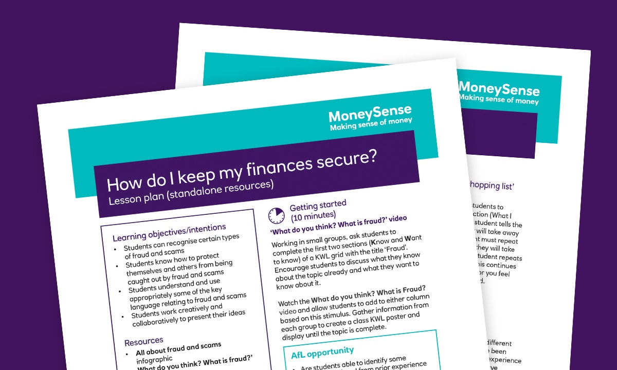 Lesson plan for How do I keep my finances secure?