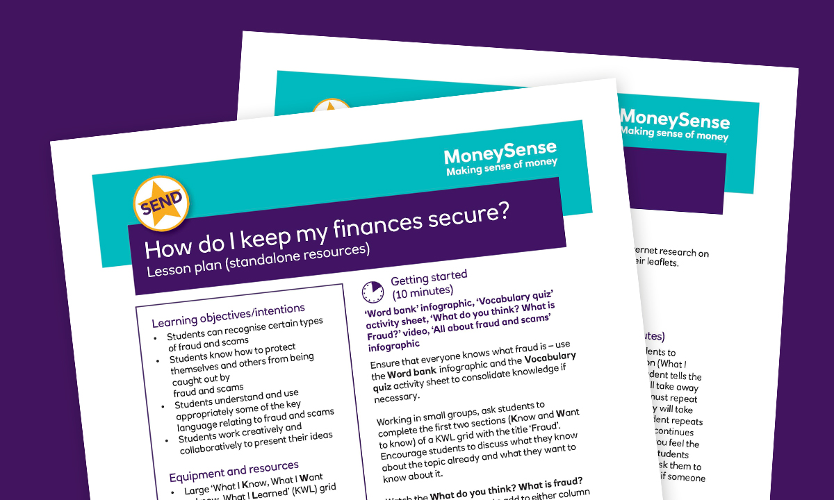 SEND Lesson plan for How do I keep my finances secure?