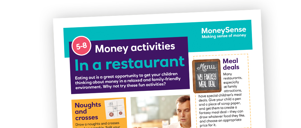 Money activities: In a restaurant