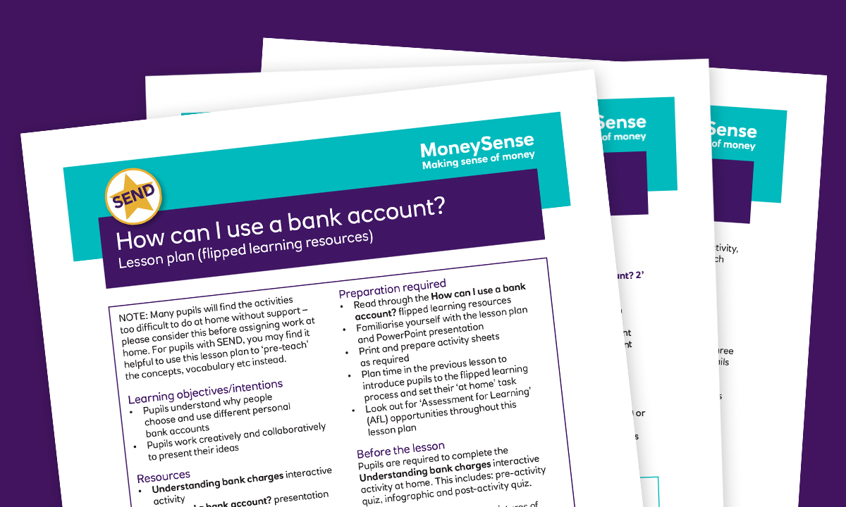SEND lesson plan for How can I use a bank account?