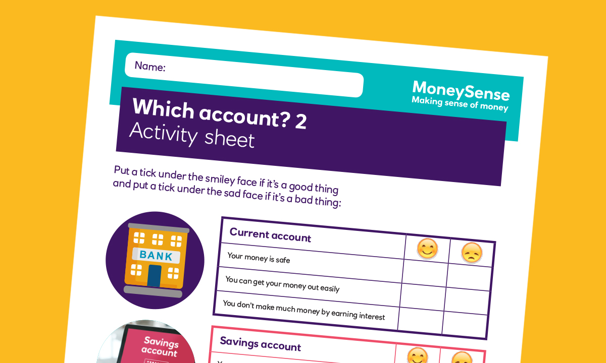 SEND activity sheet for How can I use a bank account?