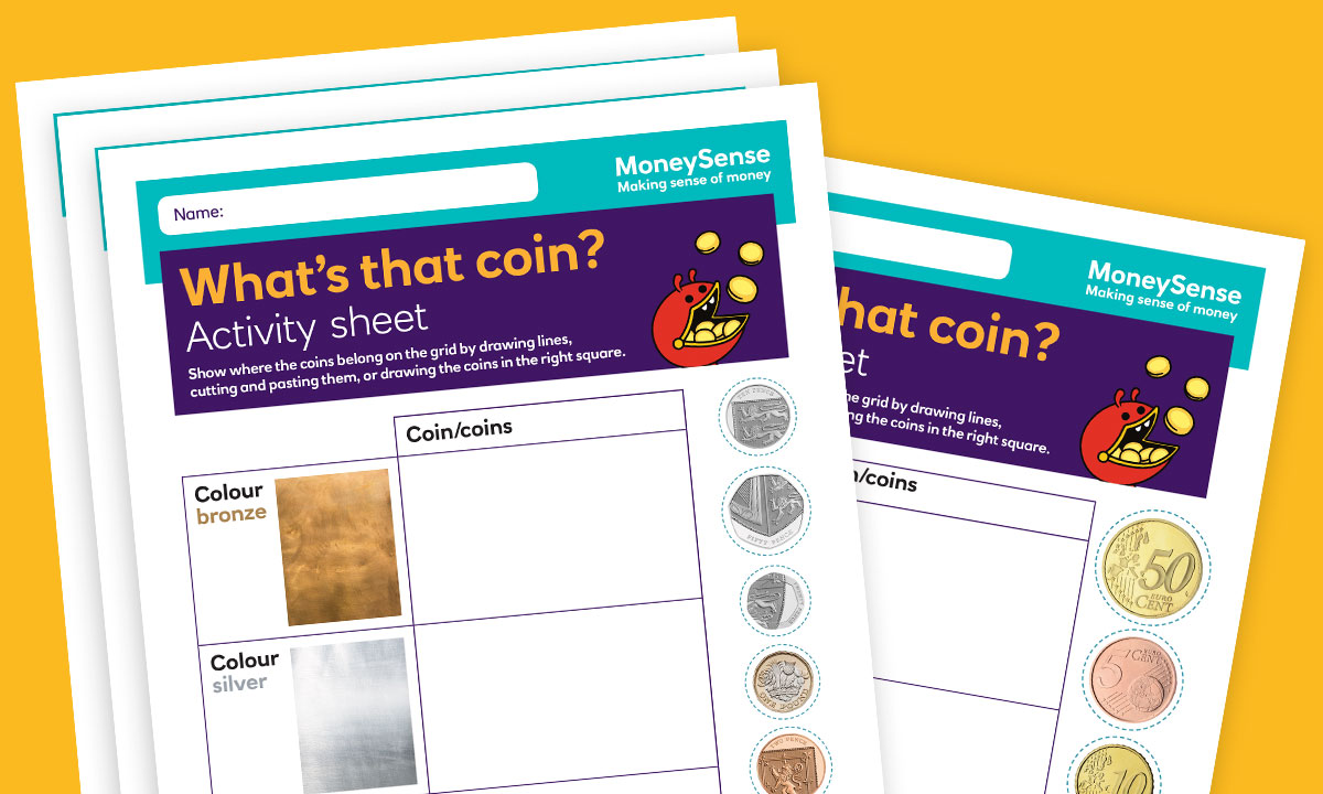 SEND activity sheet for What coins and notes do we use?