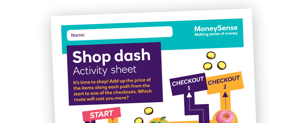 Activity sheet for Shop Dash