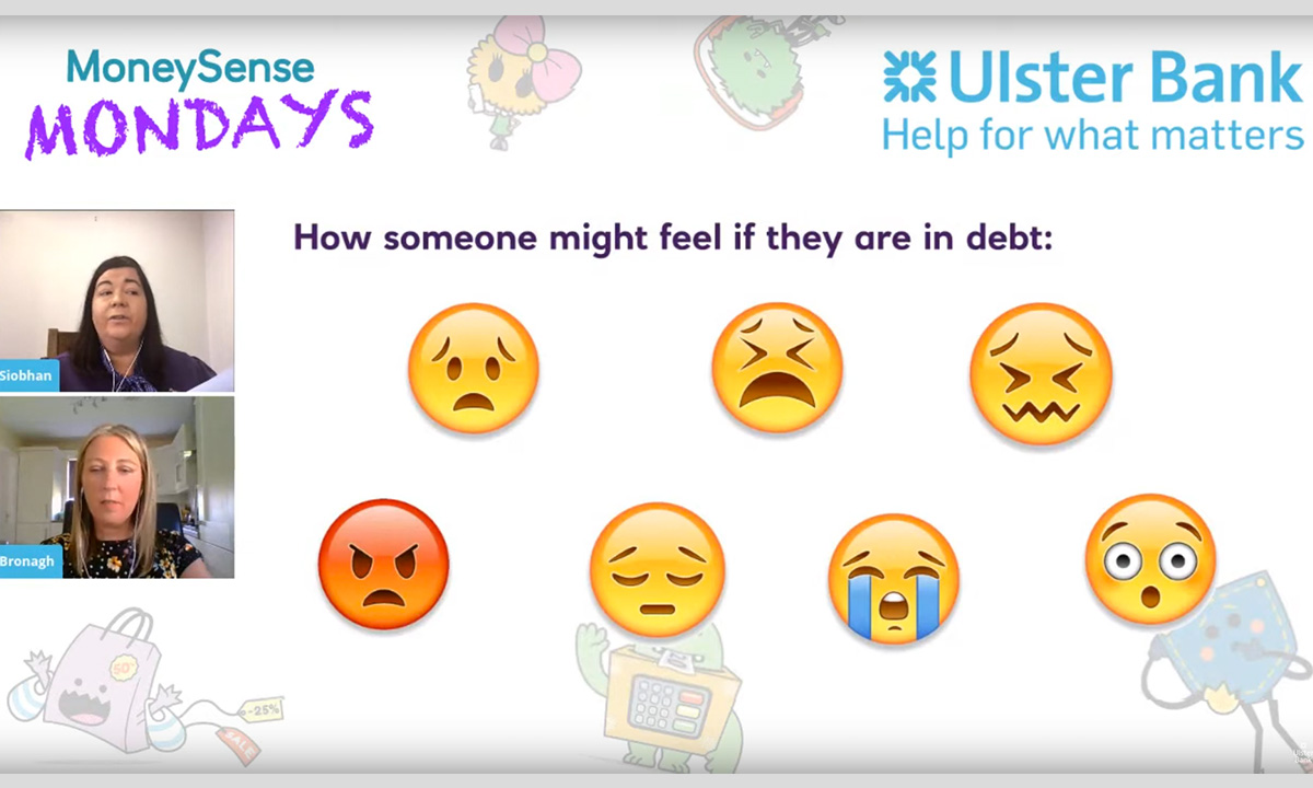 MoneySense Mondays for Ulster Bank - illustration of different emojis associated with being in debt